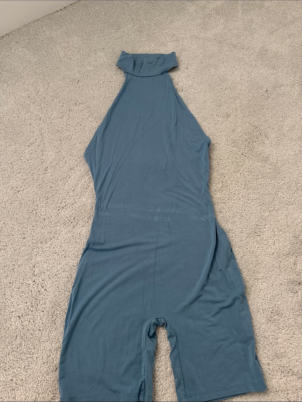 Sleeveless Teal Halter Romper Jumpsuit